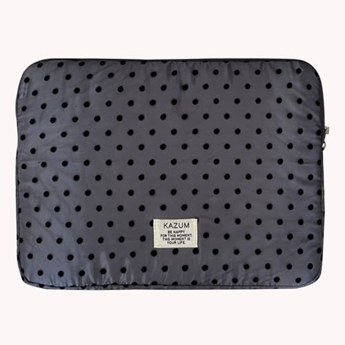 Coquette Aesthetic Laptop Sleeve for Notebook 13 14 Inch - Puffy Quilted Computer Case with Cute Polka Dots, Cute Protective Sleeve Bag Accessory - color: Grey-Polka Dot
