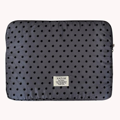 Coquette Aesthetic Laptop Sleeve for Notebook 13 14 Inch - Puffy Quilted Computer Case with Cute Polka Dots, Cute Protective Sleeve Bag Accessory - color: Grey-Polka Dot