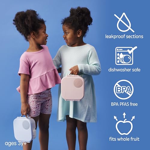 b.box Mini Lunch Box Kids | 4.25 Cup Leak Proof Bento Box for Kids Ages 3+ | 3 Compartment Snack Containers, School Lunch Container, Dishwasher Safe, BPA-Free, PFAS-Free - Blush Crush - color: Blush Crush, size: 1-pack