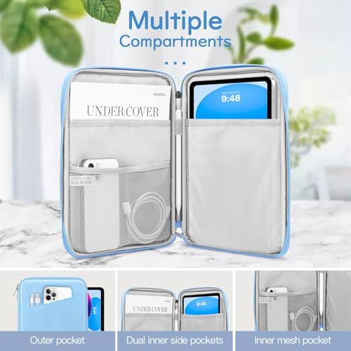 Dadanism 9-11 Inch Tablet Sleeve Bag Carrying Case, Baby Blue | Fits iPad (A16) 11th Gen 11", iPad 10th Gen 10.9" Air 5/4, iPad Air M4/Pro 11", iPad 9/8/7th 10.2", Galaxy Tab A11+ Plus 11" - color: Light Blue, size: 9-11 inch