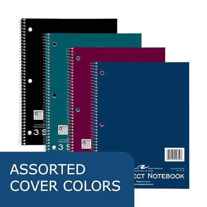Roaring Spring College Ruled 3 Subject Notebook, Wirebound Writing Notebook, 24 Pack, 120 Sheets, 8 x 10.5 Inches, Made in USA, Ideal for Students, School, & Office - size: 3 Subject