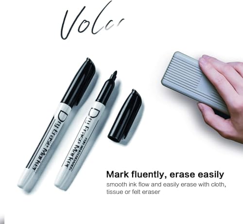 Volcanics 80 Pack Black Dry Erase Markers – 40 Fine Tip & 40 Chisel Tip Whiteboard Markers, Low Odor, Bulk Supplies for Teachers