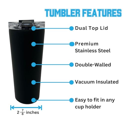 Officially Licensed Collegiate Stainless Steel Tumbler - Double Walled Insulated Travel Tumbler - 24 oz (Iowa text Black) - color: Black