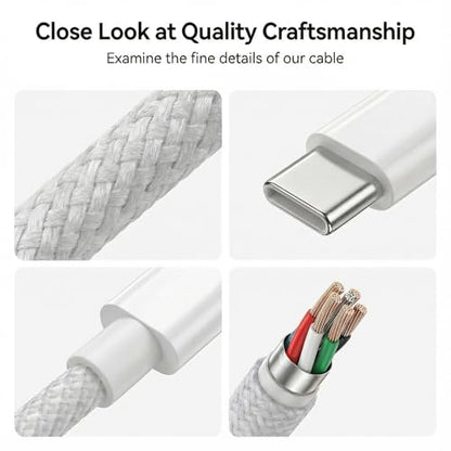 USB C to C Charger Cable, 60W, 3FT, 2-Pack, Gray | Fast Charging, Braided Nylon, for iPhone 17/16/15, MacBook iPad, Galaxy S25/S24 - color: Gray, size: 3FT+3FT