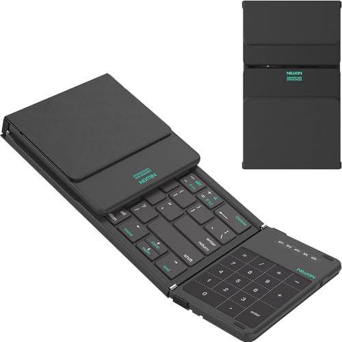 Nillkin Pocket Foldable Keyboard with Touchpad & Wireless Bluetooth, Portable Travel Keyboard for Home or Mobile Office Replaces Keypads and Mouse Combo, Compatible with iPad, Laptop, Tablet - Black - color: Black