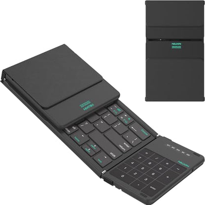Nillkin Pocket Foldable Keyboard with Touchpad & Wireless Bluetooth, Portable Travel Keyboard for Home or Mobile Office Replaces Keypads and Mouse Combo, Compatible with iPad, Laptop, Tablet - Black - color: Black