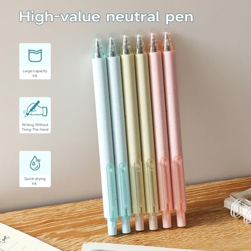 Pink pens black ink gel cute pens fine point smooth writing retractable pretty premium 0.5mm blue Black Ink for Women Girls Teachers Office School (6pcs) - color: Multicolor black ink