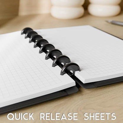 Half Letter Graph Paper Junior Size, 8-Disc Punched, Quad Ruled, 120GSM, 200 Sheets (400 Pages), 5.5 x 8.5 Inches, 1/4 Inch Squares Refill for Discbound Notebooks