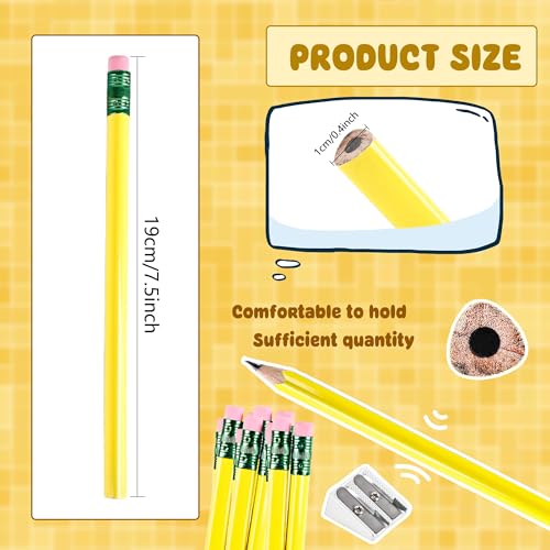 60 Pcs Fat Pencils Bulk Jumbo First Pencil with 6 Pcs Sharpeners Thick Large Triangle Pencils with Erasers for Kids Beginners Preschoolers School Office Supplies