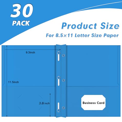Two Pocket Folders, PANDRI 30 Pack Two Pocket Folders with Prongs, 3 Prong Folders Designed for Office and Classroom, Letter Size Lightblue - color: Lightblue