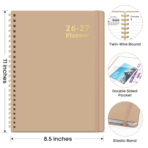 Planner 2026-2027, 8.5" x 11" Weekly and Monthly Academic Year Planner Calendar, July 2026 - June 2027, Hardcover Large School Planning Agenda With Tabs, Perfect for School & Office Supplies, A4, Oat Brown - color: D-Oat Brown, size: A4(8.5"x11")