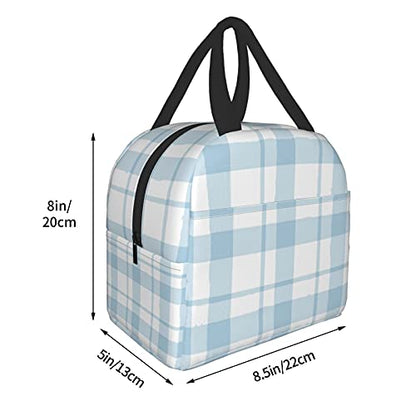 Lunch Bag Plaid Blue Check Insulated Lunch Box Cooler Tote for Adults Kid Girl Women Work Office School Picnic Beach Reusable Lunchbox Over 3 Years Old - color: A05