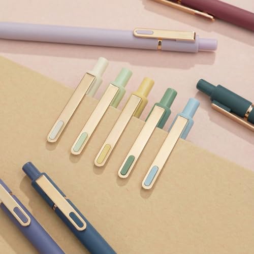 Linbsunne Gel Pens Black Ink Pens for Office 0.5mm Fine Point Pen Smooth Writing Retractable (Morandi-10 pcs) - color: Morandi-10 pcs