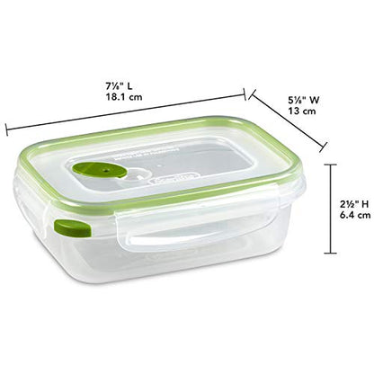 Sterilite Ultra-Seal 3.1 Cup Rectangle, Airtight Food Storage Container, Latching Lid, Microwave and Dishwasher Safe, Clear With Green Gasket, 6-Pack