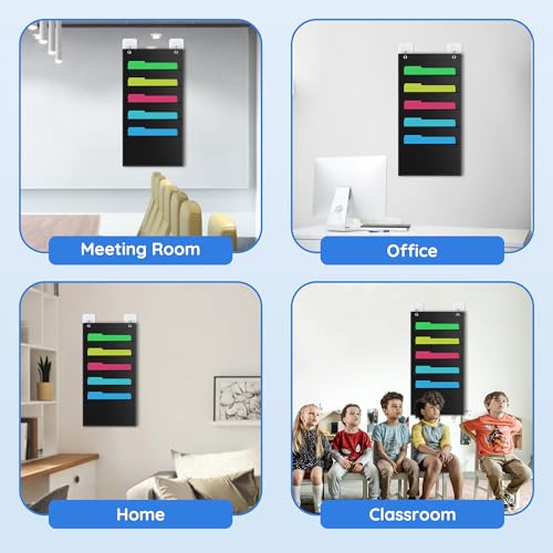 ZKOO 5 Pockets Hanging Wall File Organizer for A4 Size Paper/Legal/Letter Size Document, Sturdy Wall Mail Organizer Black Pocket Chart Great for Classroom, Office, Home Use with 2 Hangers - size: 5 Pocket