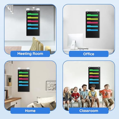 ZKOO 5 Pockets Hanging Wall File Organizer for A4 Size Paper/Legal/Letter Size Document, Sturdy Wall Mail Organizer Black Pocket Chart Great for Classroom, Office, Home Use with 2 Hangers - size: 5 Pocket