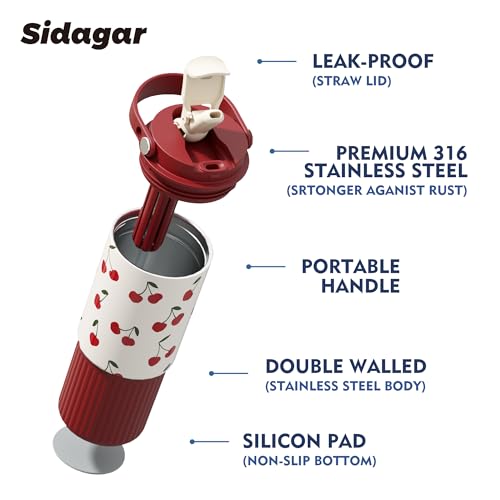 26oz Insulated Water Bottle with Straw & Spout Dual Lid, 316 Stainless Steel Tumbler, 100% Leakproof Vacuum Flask, Vibrant Cherry Red Aesthetic Coffee Cup, Travel & Gym Ready - color: Cherry Red
