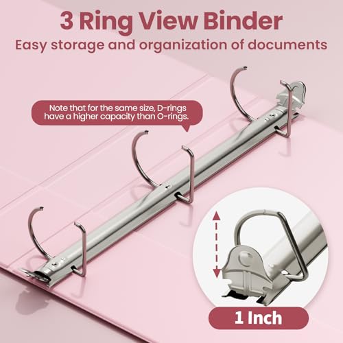 SUNEE 3 Ring Binder 1 Inch D Ring, Clear View Binder Three Ring PVC-Free (Fit 8.5x11 Inches) for School or Office Supplies, Assorted Pastel, 4 Pack - size: 1 Inch