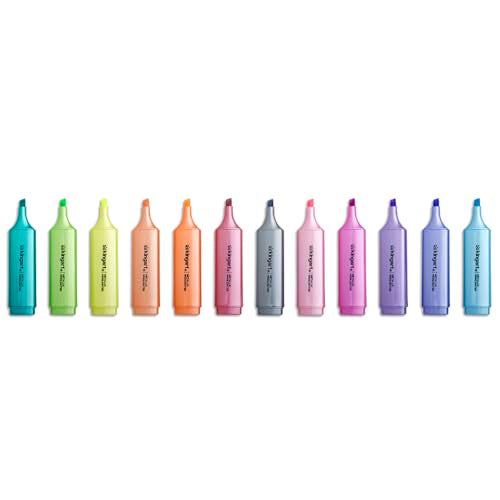 KINGART Highlighters 12 Metallic Colors, Dual-tipped: Chisel and Fine - Modern Marking Pens for Writing, Paper, Water Resistant, Translucent Ink, Sketchbook Friendly