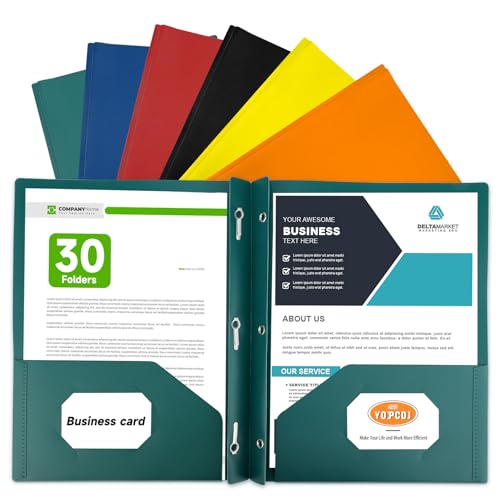 Plastic Folders with Pockets and Prongs, 30 Pack Letter Size Two Pocket Folders with 3 Prong, Durable Colored Folders for School, Office, and Home Organization - color: Assorted