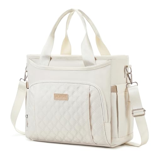 AIJIEKE Large Insulated Lunch Bag for Women Men, Work Lunch Box Tote, Beige | Leakproof, durable multi-compartment cooler. Reusable with shoulder strap. Perfect for travel meal prep, picnic, beach - color: Beige