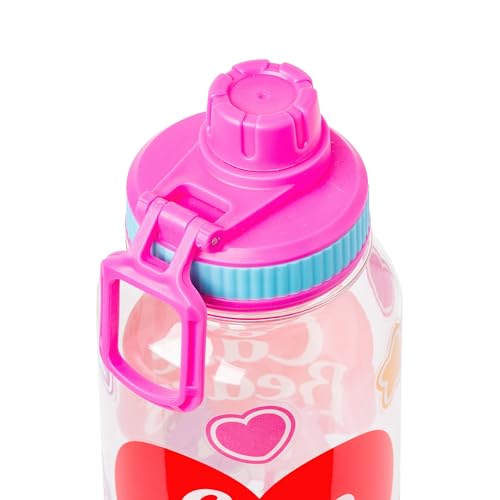 Silver Buffalo Care Bears Good Luck Bear Luck, Plastic Water Bottle, 32oz | Share Bear and Cheer Bear, Grumpy Bear, Twist Spout, Sticker Set, You Stick Yourself, 0.95 Liters - color: Care Bears School Spirit