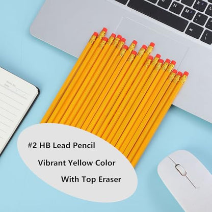 36 count #2 HB Pencils, Pre-sharpened Pencils with Eraser, 3 Pack 12pcs Number 2 Pencil for Writing, Drawing and Sketching, Ideal Back to School Supplies, Office Essentials, Yellow