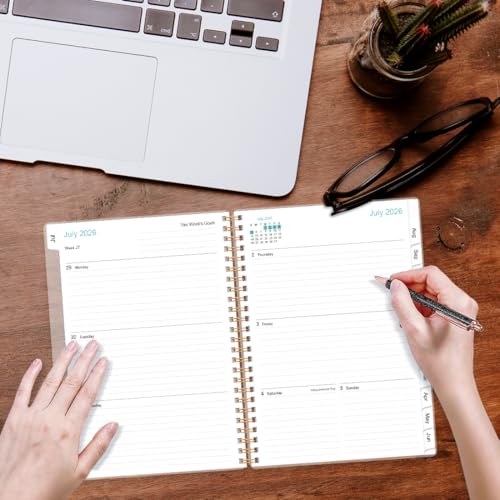 2026-2027 Planner - Planner 2026-2027 from July 2026 - June 2027, Weekly & Monthly Planner Spiral Bound with 12 Monthly Tabs, Inner Pocket, 6.4" x 8.5", Blue Flower - color: Blue-Leaf-Flower, size: 6.4" x 8.5"