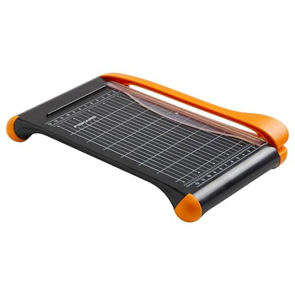 Fiskars 9" Recycled Bypass Guillotine Paper Cutter, Self-Sharpening Blade | Craft Paper, Cardstock and Photo Trimmer, Suitable for Traveling