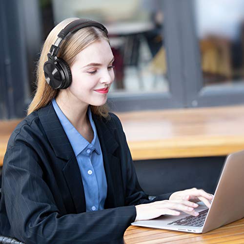 OneOdio Bluetooth Over Ear Headphones, 110 Hrs Wireless/Wired Stereo Sound Foldable Headsets with Deep Bass 50mm Neodymium Drivers for PC/Computer/Podcast- Studio Wireless Pro C, Black - color: Black