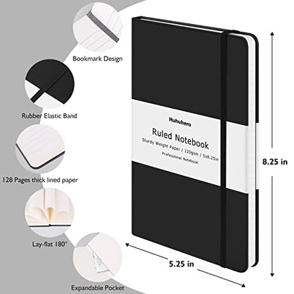 Huhuhero Notebooks Journal, Ruled Notebook, Premium Thick Paper Lined Journal, Black Hardcover Notebook for Office Home School Business Writing Note Taking Journaling, 5"×8.25" (10, Green) - color: Green, size: 10