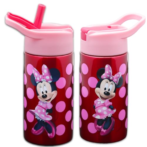 Disney Minnie Mouse Stainless Steel Water Bottle for Girls - 14 Oz Reusable Canteen for Home, School, Plus Stickers, More | Minnie Mouse Water Bottle