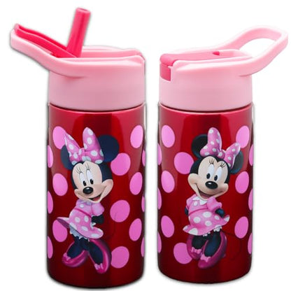 Disney Minnie Mouse Stainless Steel Water Bottle for Girls - 14 Oz Reusable Canteen for Home, School, Plus Stickers, More | Minnie Mouse Water Bottle