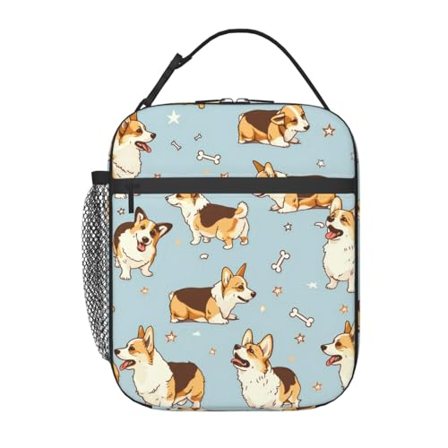 Corgi Lunch Box for Kids,Cute Puppy Insulated Bag for Student,Dog Bone Reusable Thermal Insulation Cooler Tote Bags for School Work Picnic Camping Outdoor Gifts - color: Corgi