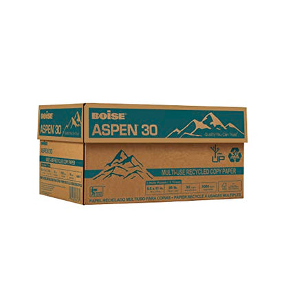 Boise® ASPEN® 30 3-Hole Punched Multi-Use Printer & Copy Paper, 10 Reams, White, Letter (8.5" x 11"), 5000 Sheets Per Ca