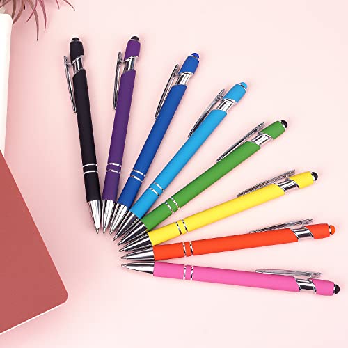 Bribobo 8 Pack Ballpoint Pen 2-in-1 Stylus, 1.0 mm Black Ink | Retractable Ballpoint Pen with Stylus tip, Metal Stylus Pen for Touch Screens - color: 8