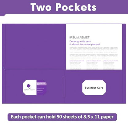 Two Pocket Folders, PANDRI 50 Pack 2 Pocket Folders, Letter Size Paper File Folder for School Office Home Business, Purple - color: Purple