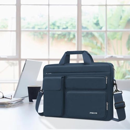 MOSISO Laptop Shoulder Bag 15.6 inch, 15-15.6 inch Computer Bag | Compatible with MacBook Pro 16 inch, HP, Dell, Lenovo with 2 Raised&1 Flapover&1 Horizontal Pocket&Handle&Belt, Haze Blue - color: Haze Blue, size: 16 inch