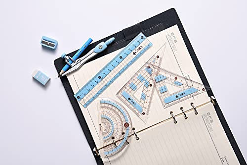 8 Pcs Compass/Math Set for Students with Shatterproof Storage Box, Geometry Set for School, Includes Ruler, Protractor, Compass, Pencil,Pencil Sharpener and Eraser,etc. Perfect Gift