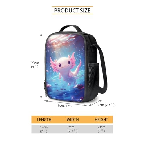 BIGCARJOB Axolotl Backpack for School Girls Bookbags Set with Lunch Bags Pencil Case 3 Pcs Girls School Bookbags Set Thermal Lunch Containers Back to School Pen Bags - color: Cute Axolotl, size: One Size