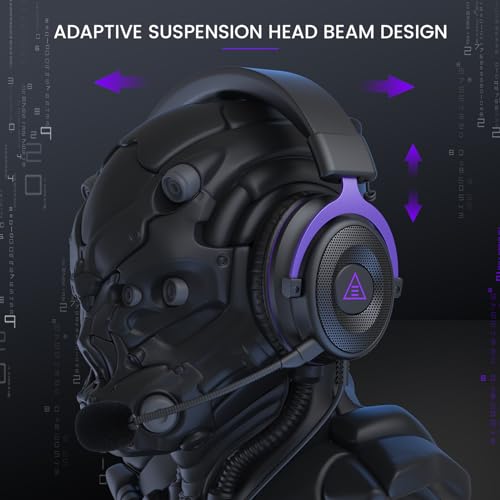 EKSA E900 Headset with Microphone for PC, PS4,PS5, Xbox - Detachable Noise Canceling Mic, 3D Surround Sound, Wired Headphone for Gaming, Computer, Laptop, 3.5MM Jack - color: Purple