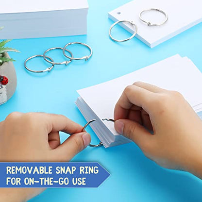 Yexiya 500 Pcs Index Cards with Rings Study Supplies Punched Lined Flash Cards with Holes Ruled Single Hole Notes and Metal Rings for Adults Office(4 x 6 Inch,Blank White) - color: Blank White, size: 4 x 6 Inch