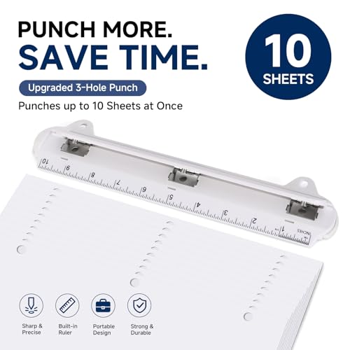 3 Ring Binder Organization Kit with Colorful Pocket Dividers and 3 Hole Punch