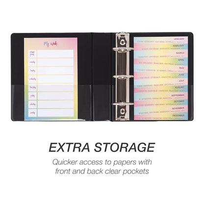 Samsill Economy 1 Inch Mini 3 Ring Binder, Round Ring Binder, Holds 5.5 x 8.5 Inch Documents, Customizable Cover, 1" View, 6-Pack, Black - color: Black, size: 1" View, style: 6-Pack
