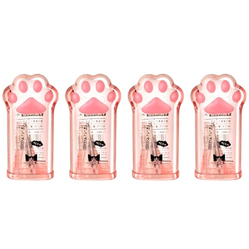 4 Pcs Cute Pink Pencil Sharpener Kawaii Small Manual Cartoon Cat Paw Plastic Pencil Sharpener School Office Supplies for Women Men - style: cat paw