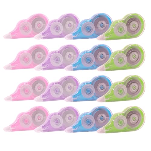 16 Pcs 39.4 Ft Colorful Correction Tape, White Wrong Out Tape Roller Bulk for Noting, Teacher Supplies, School, Office and Home (4 Colors) - size: 1 Count (Pack of 16)
