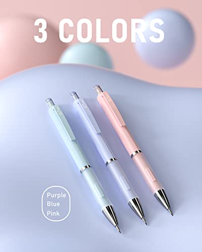 Nicpro 3PCS Cute Mechanical Pencil Set with Case, 0.7 mm Pencils with 6 Tube HB Lead Refill, 3PCS Eraser, 9PCS Eraser Refill for School Supplies Student Writing, Drafting Drawing Sketching - style: 3 Pack (0.7mm)