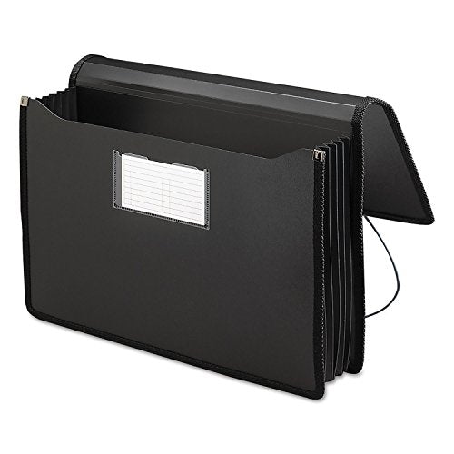 Smead Poly Wallet, Accordion File Organizer for File Folders, Legal Size, Black, 5-1/4 inch Expansion, Office Supplies, Document Organizer (71510) - size: Legal, style: Black