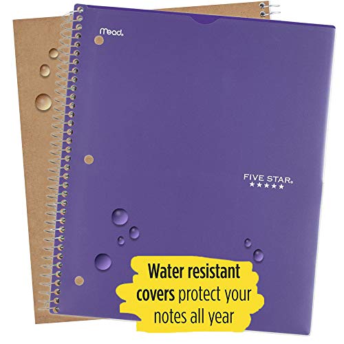 Five Star Spiral Notebook, 1 Subject, College Ruled Paper, 100 Sheets, 11" x 8-1/2" Sheet Size, Customizable Cover, Purple (73820) - color: 08 Royal Purple