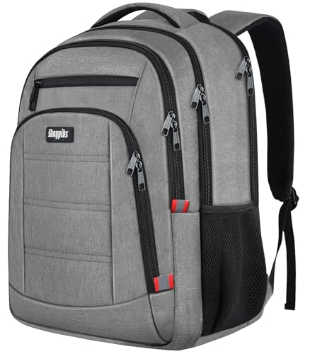 Skaypibs Travel Backpack for Men Women, Business Water Resistant Laptop Backpack with Reinforced Straps, College School Bookbag Fits 17.3 Inch Laptop, Sturdy Laptop Bag, Gifts for boys Girls, Grey - color: A5-grey2, size: 17.3